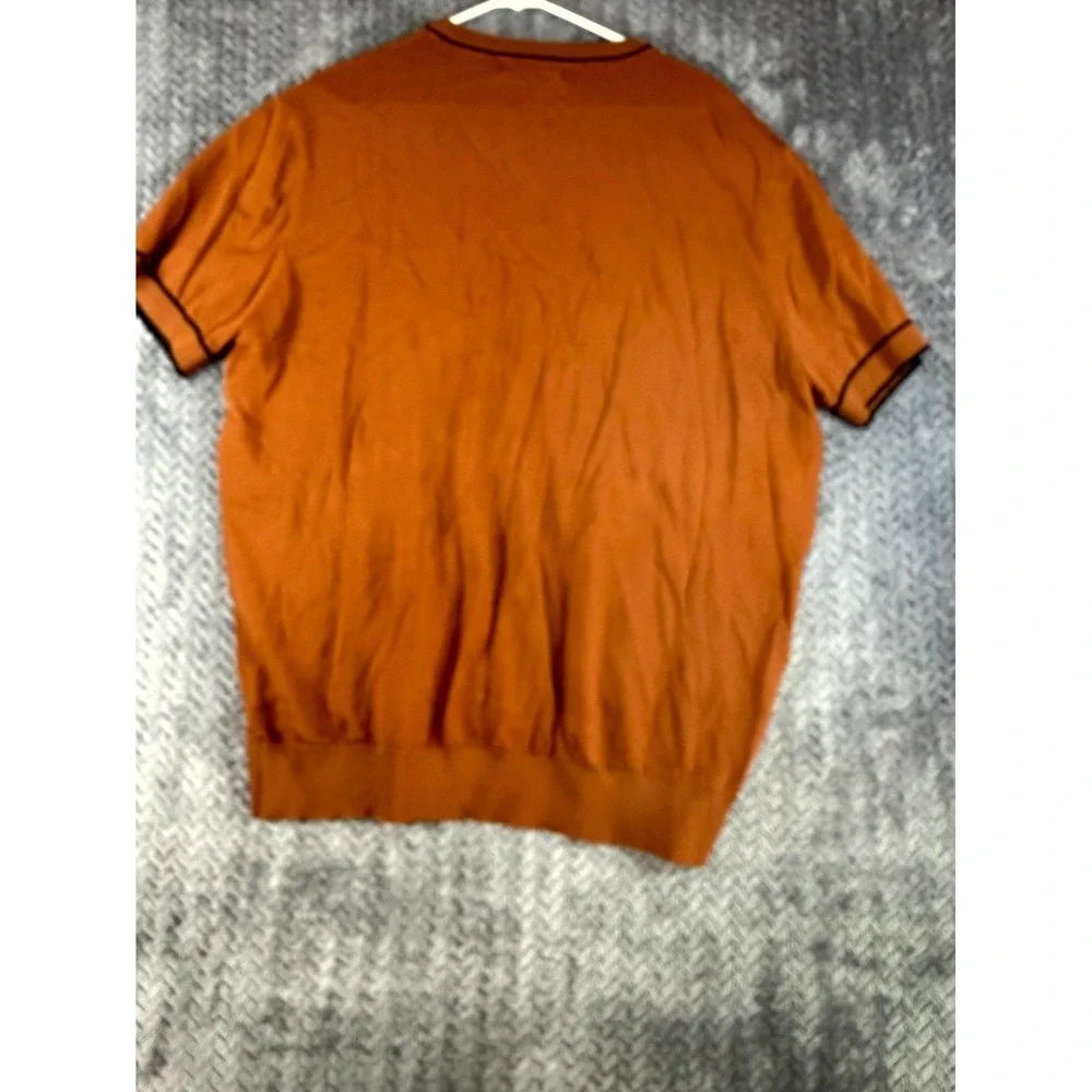 PJ Paul Jones Sweater Mens 2XL Brown Crew Neck Tight Knit Short Sleeve Pullover